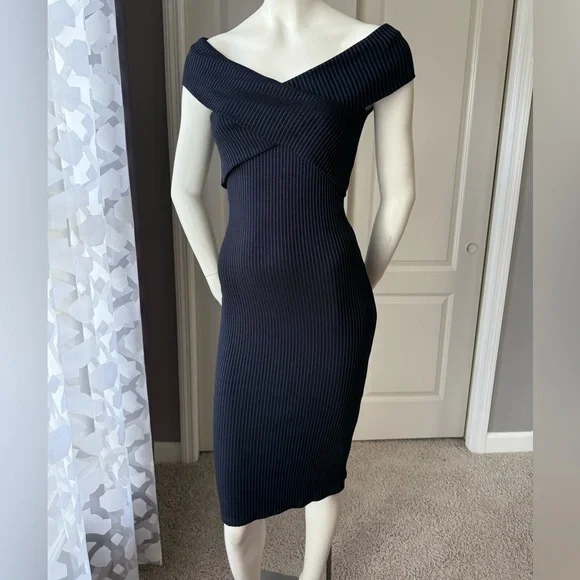 Michael Kors Cross-Collar Ribbed Dress - Picture 1 of 5